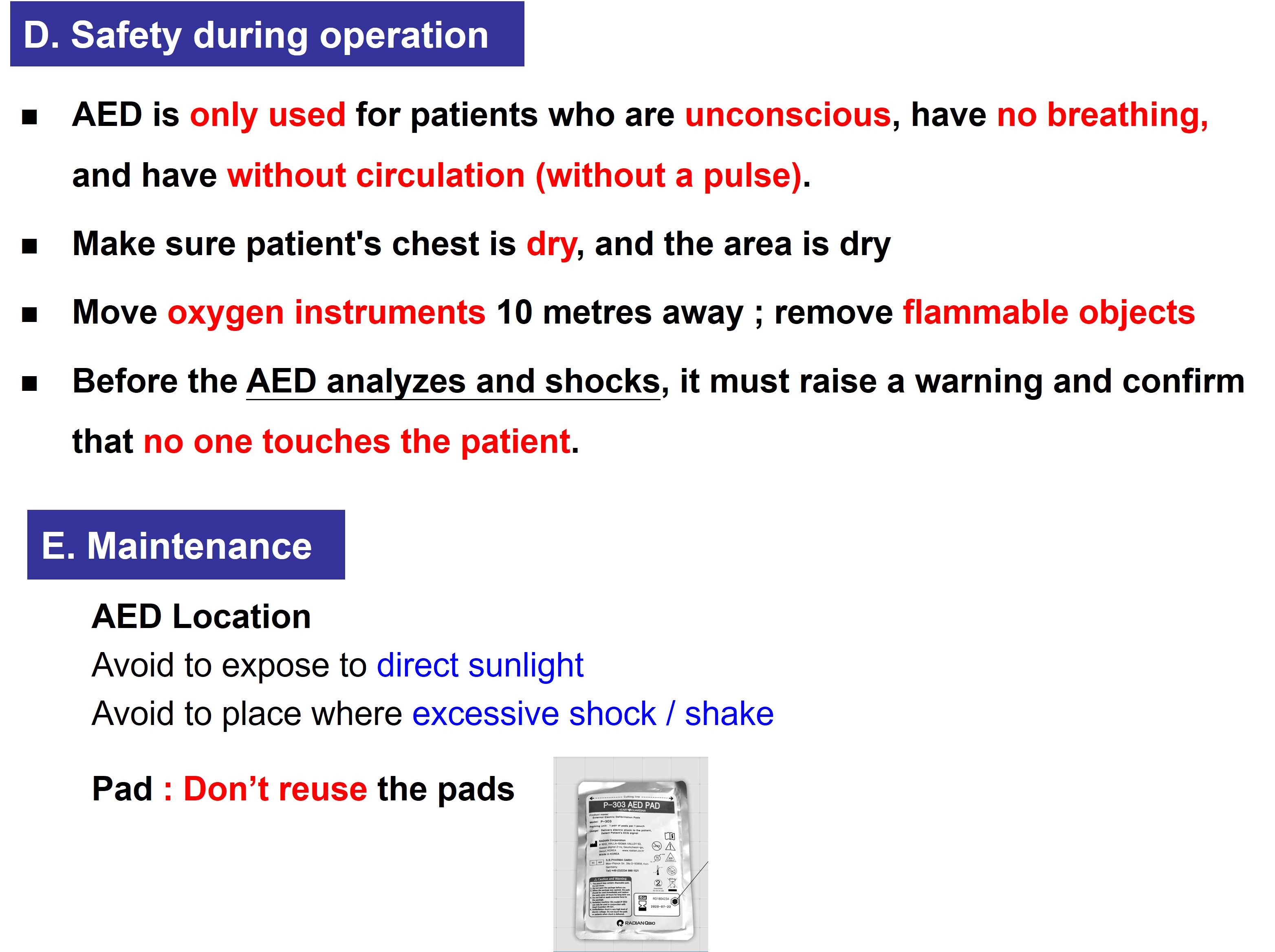 AED operation safety